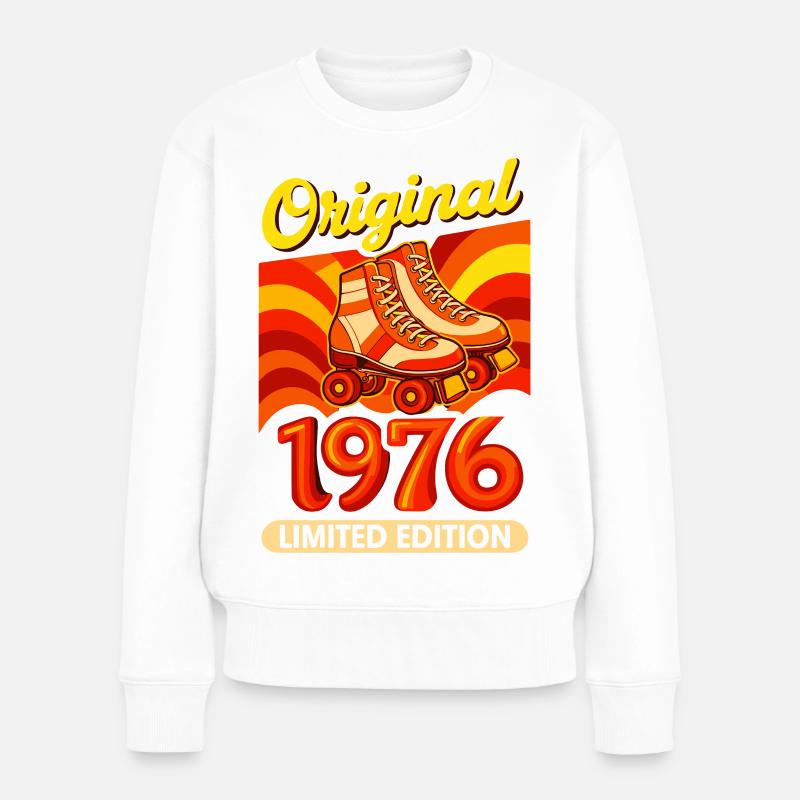 Patins à roulettes rétro rétro édition limitée originale de 1976 - Pull Premium bio Femme - blanc