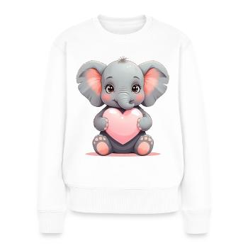 Kleiner Elefant Herzzauber - Frauen Premium Bio Pullover - Weiß - Vorne - Julia (174cm)