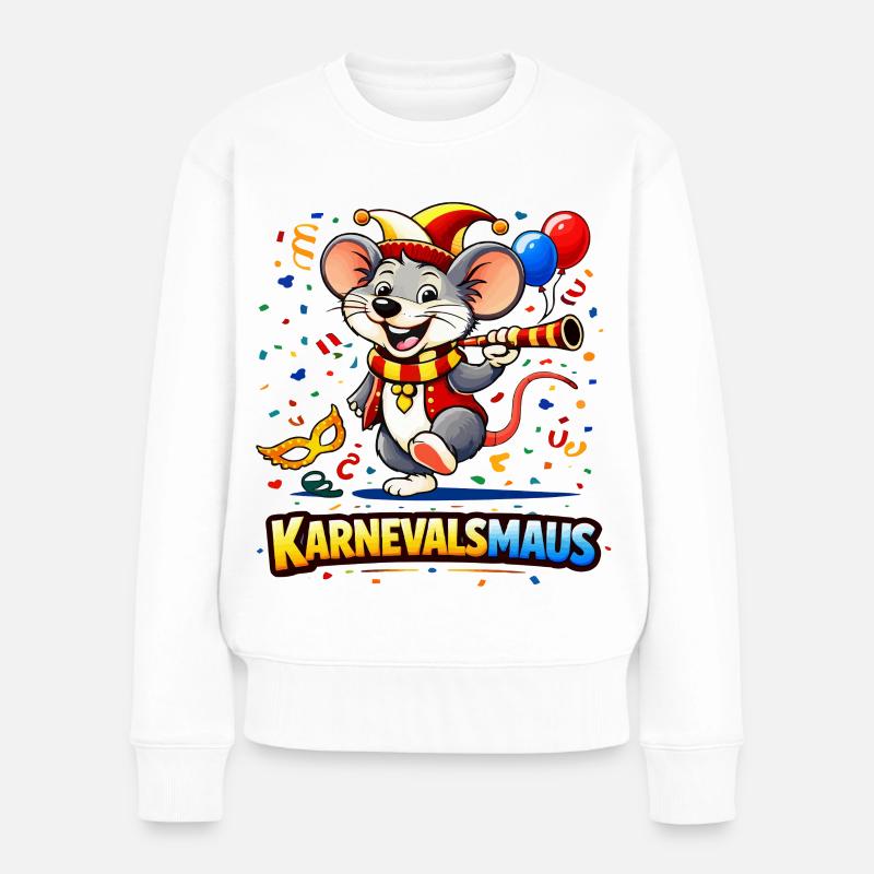 Karnevalsmaus Party-Motiv - Frauen Premium Bio Pullover - Weiß