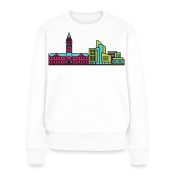 Bradford City Skyline Rathaus Moderne Linienkunst - Frauen Premium Bio Pullover - Weiß - Vorne - Julia (174cm)