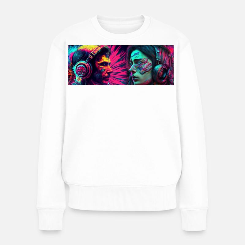 Music Psychedelic  - Frauen Premium Bio Pullover - Weiß