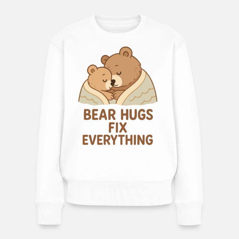 Zwei Bären Umarmung – Bear Hugs Fix Everything - Frauen Premium Bio Pullover - Weiß