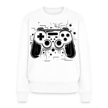 Spiel Controller - Frauen Premium Bio Pullover - Weiß - Vorne - Julia (174cm)