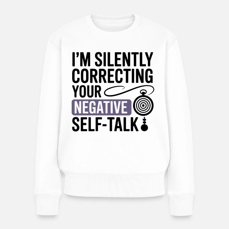 Hypnotiseur korrigiert still negative Selbstgespräche - Frauen Premium Bio Pullover - Weiß