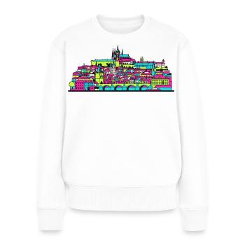 Prager Stadtsilhouette Karlsbrücke Moderne Kunst - Frauen Premium Bio Pullover - Weiß - Vorne - Julia (174cm)