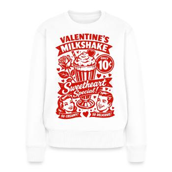 50er Jahre Valentins Milchshake für Verliebte - Frauen Premium Bio Pullover - Weiß - Vorne - Julia (174cm)