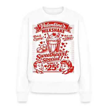 50er Jahre Valentins Milchshake für Verliebte - Frauen Premium Bio Pullover - Weiß - Vorne - Julia (174cm)