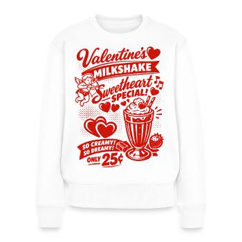50er Jahre Valentins Milchshake für Verliebte - Frauen Premium Bio Pullover - Weiß - Vorne - Julia (174cm)