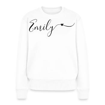 Emily Name Vorname Dekorativ - Frauen Premium Bio Pullover - Weiß - Vorne - Julia (174cm)