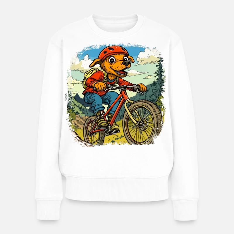 Hunde Bike / Mountainbiker Hund - Frauen Premium Bio Pullover - Weiß
