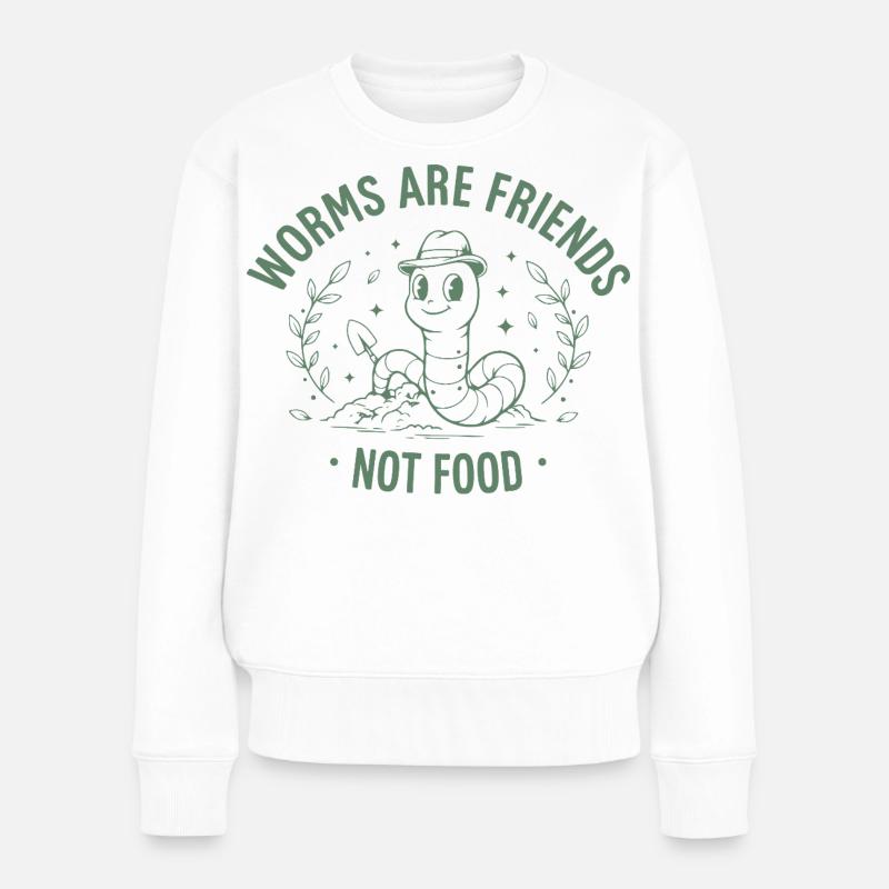 Worms are friends - Frauen Premium Bio Pullover - Weiß