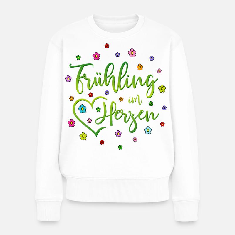 Frühling im Herzen - Frauen Premium Bio Pullover - Weiß