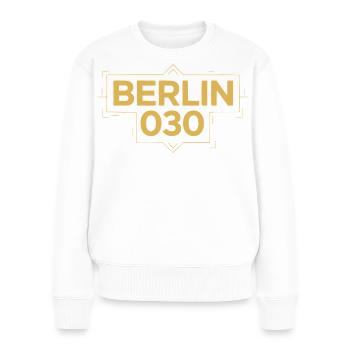 Berlin 030 Deco Gold - Frauen Premium Bio Pullover - Weiß - Vorne - Julia (174cm)