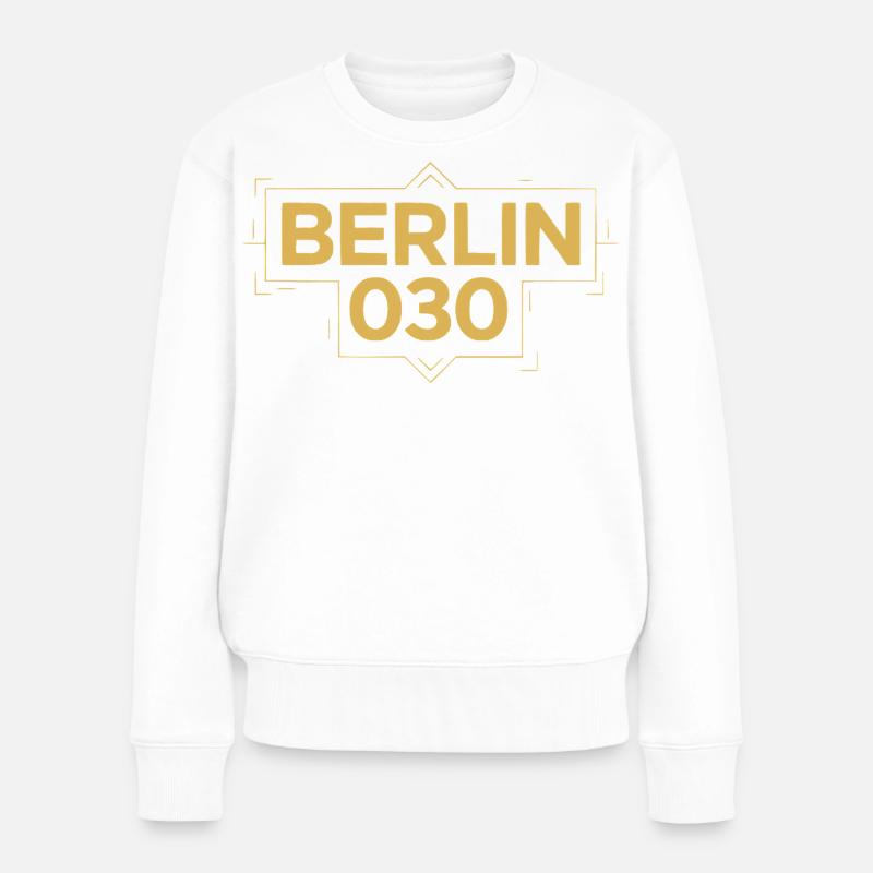 Berlin 030 Deco Gold - Frauen Premium Bio Pullover - Weiß