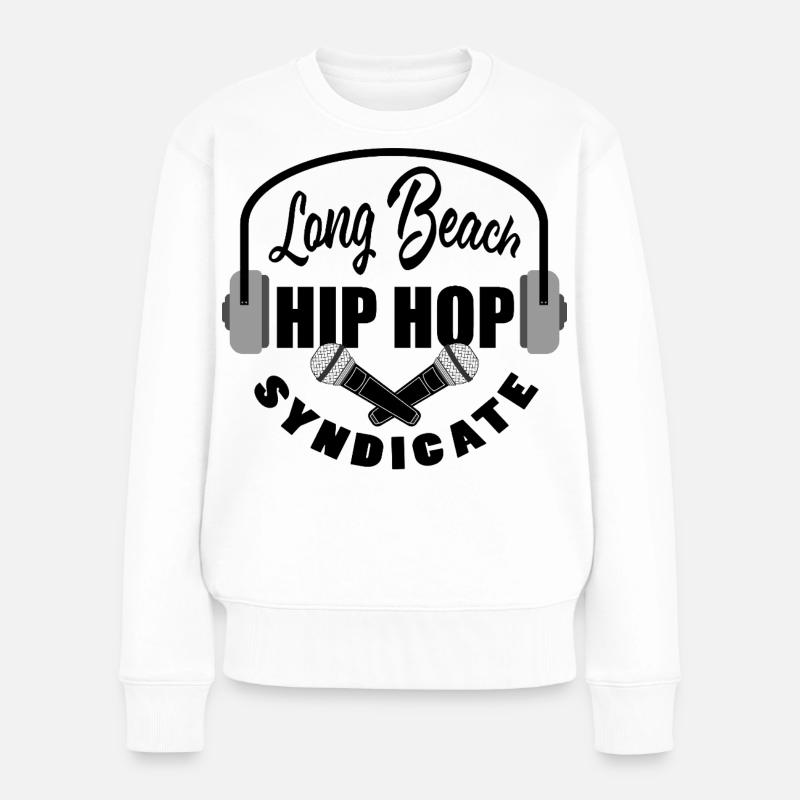 Kreuzende Mikrofone Schwarz - Long Beach Music - Frauen Premium Bio Pullover - Weiß