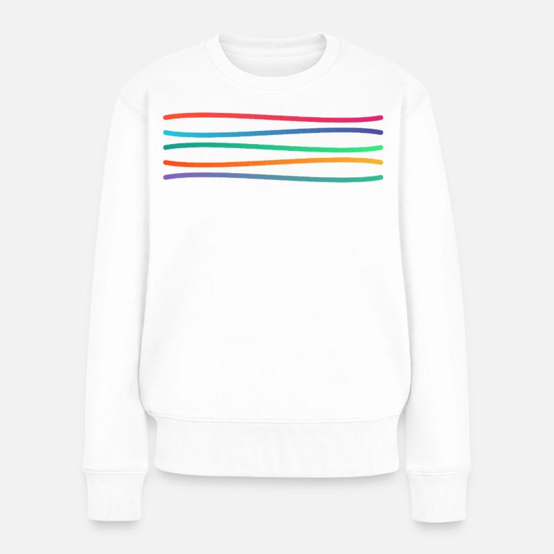 Art de lignes arc-en-ciel - Pull Premium bio Femme - blanc