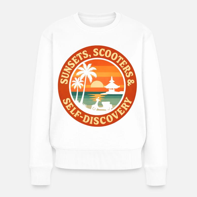 Couchers de soleil et découverte de soi | Bali - Pull Premium bio Femme - blanc