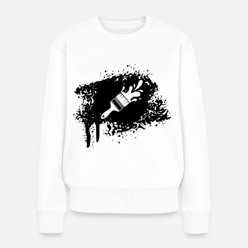 Pinsel - Frauen Premium Bio Pullover - Weiß
