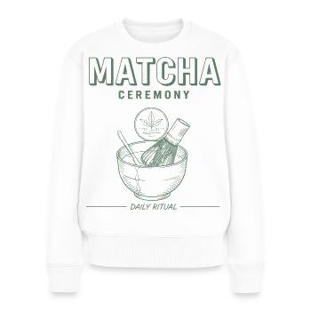 Matcha Ceremony Daily Ritual Green Tea Matcha - Frauen Premium Bio Pullover - Weiß - Vorne - Julia (174cm)