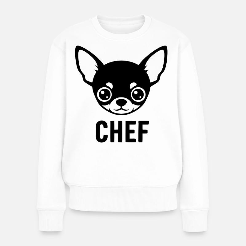 Chihuahua Silhouette CHEF - Frauen Premium Bio Pullover - Weiß