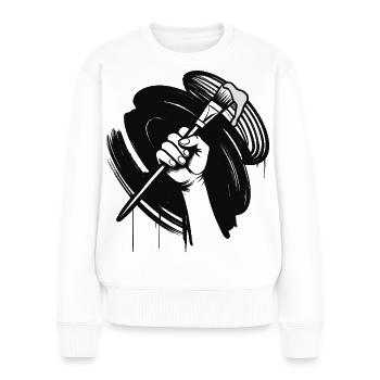 PAINT IT BLACK - black & white  - Pull Premium bio Femme - blanc - Devant - Julia (174cm)
