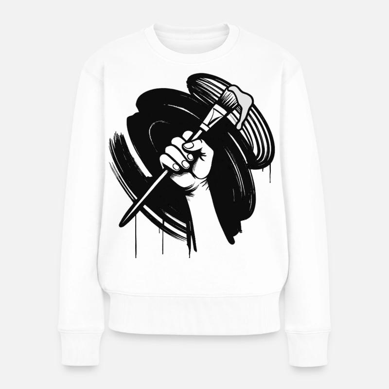 MALEN SIE SCHWARZ – schwarz und weiß - Frauen Premium Bio Pullover - Weiß