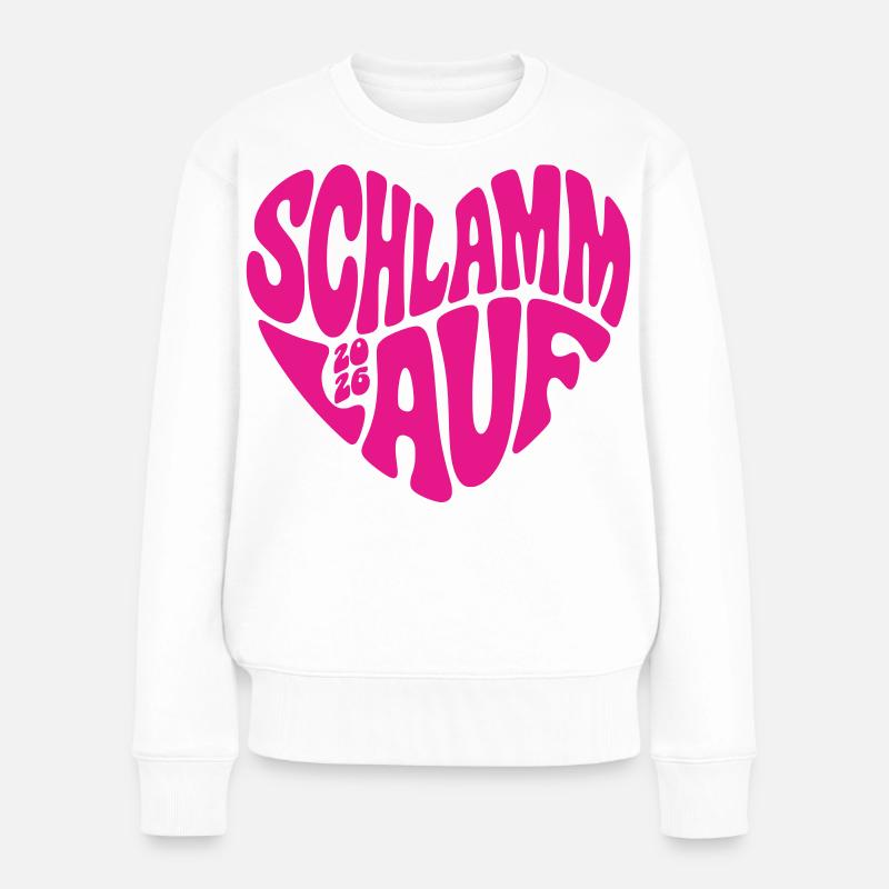 Schlammlauf 2026 - Herz Form - Schlamm Lauf 2026 - Frauen Premium Bio Pullover - Weiß