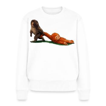 Frappe le singe - Pull Premium bio Femme - blanc - Devant - Julia (174cm)