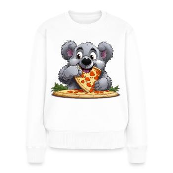 Pizza-Liebe Koala - Frauen Premium Bio Pullover - Weiß - Vorne - Julia (174cm)