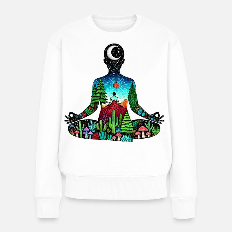 meditation nature - Frauen Premium Bio Pullover - Weiß