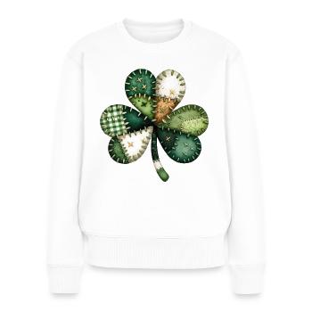 Jour de la Saint-Patrick du trèfle - Pull Premium bio Femme - blanc - Devant - Julia (174cm)