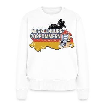 Mecklenburg-Vorpommern Deutschland Bundesland - Frauen Premium Bio Pullover - Weiß - Vorne - Julia (174cm)
