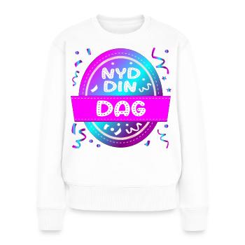 Genieß deinen Tag - Frauen Premium Bio Pullover - Weiß - Vorne - Julia (174cm)