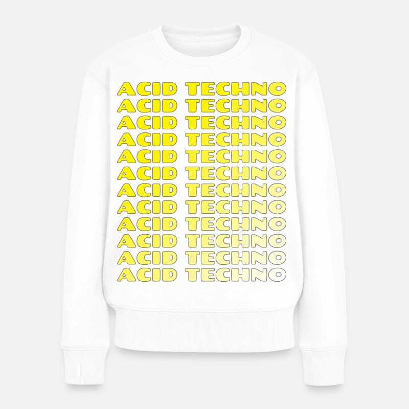 Acid Techno Repeat Neon - Frauen Premium Bio Pullover - Weiß