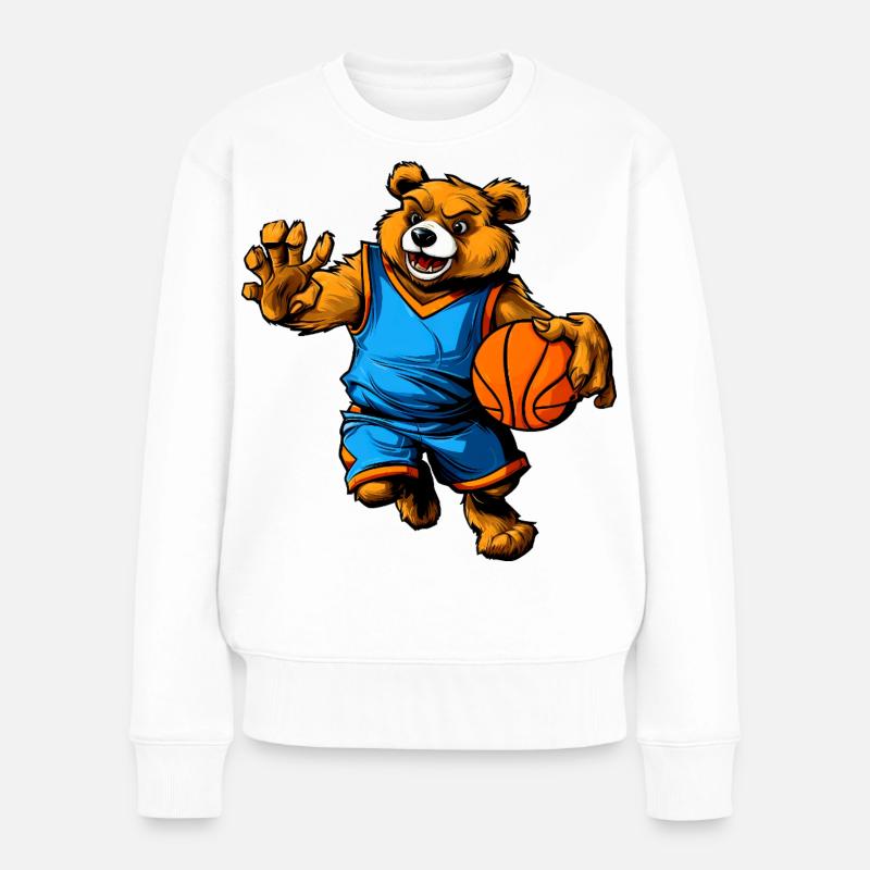 Bären Basketball - Frauen Premium Bio Pullover - Weiß
