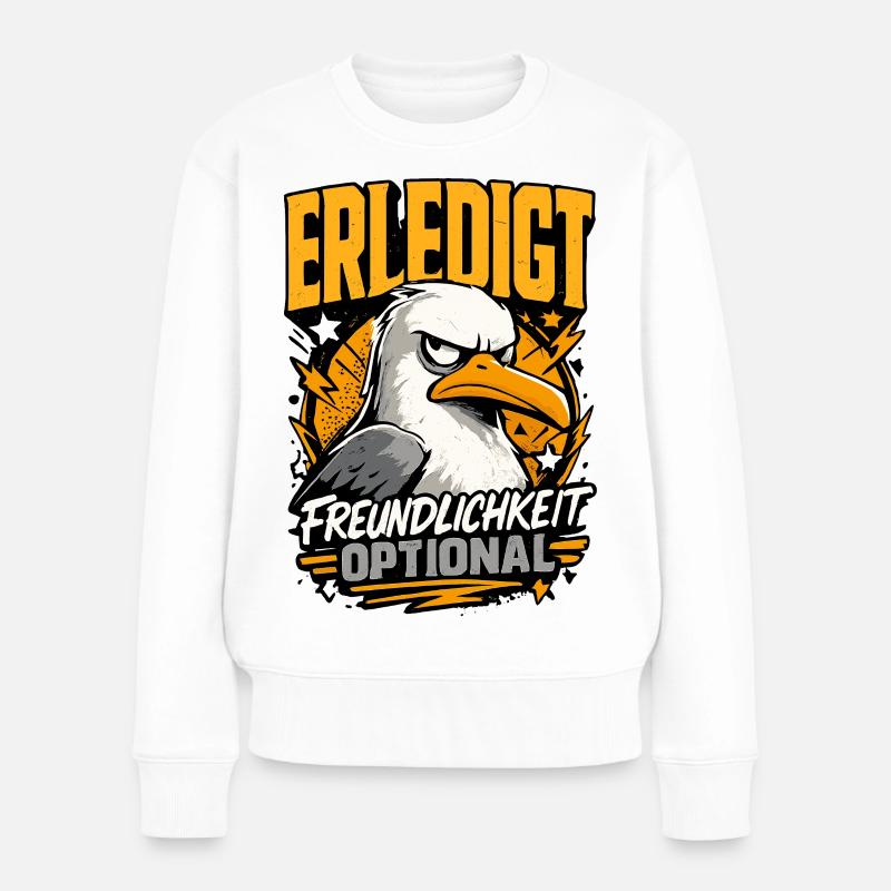 Erledigt Freundlichkeit optional Adler Humor - Frauen Premium Bio Pullover - Weiß
