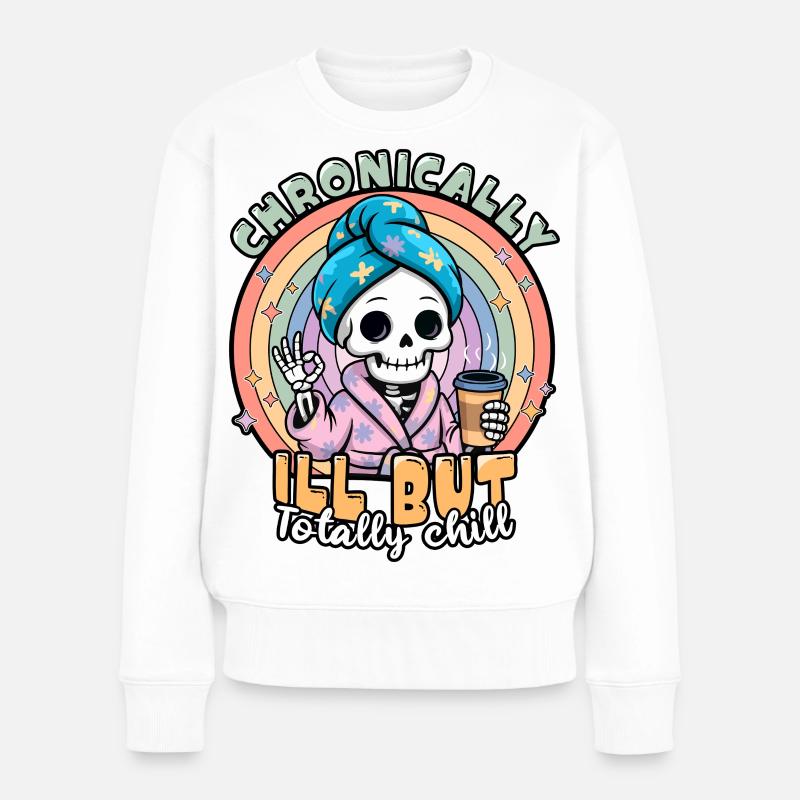 Fibromyalgie-Bewusstsein chronisch kranker Skelett - Frauen Premium Bio Pullover - Weiß