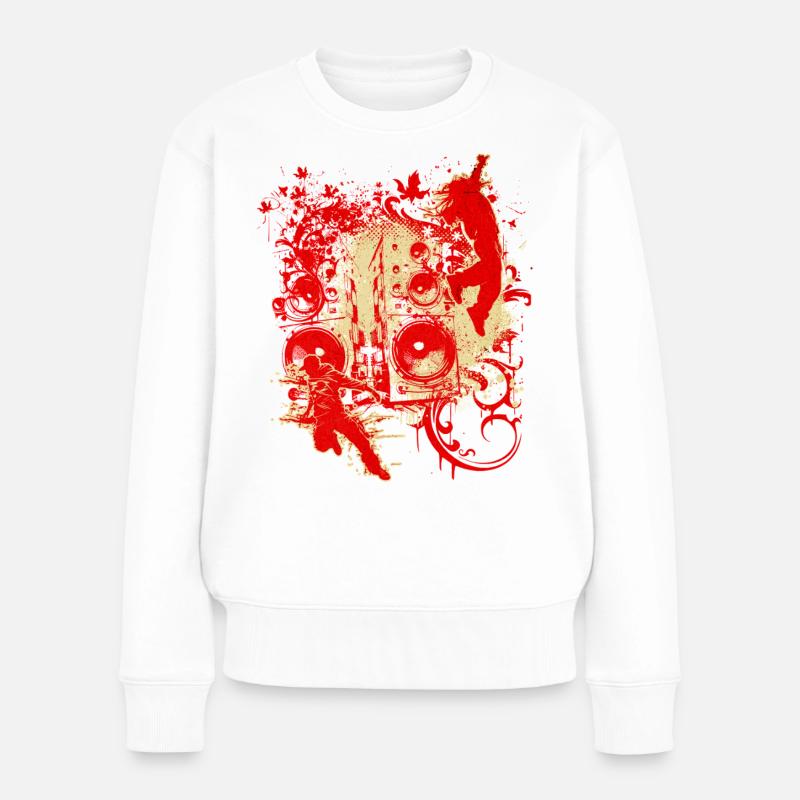 Red DJ Sound Splash - Frauen Premium Bio Pullover - Weiß