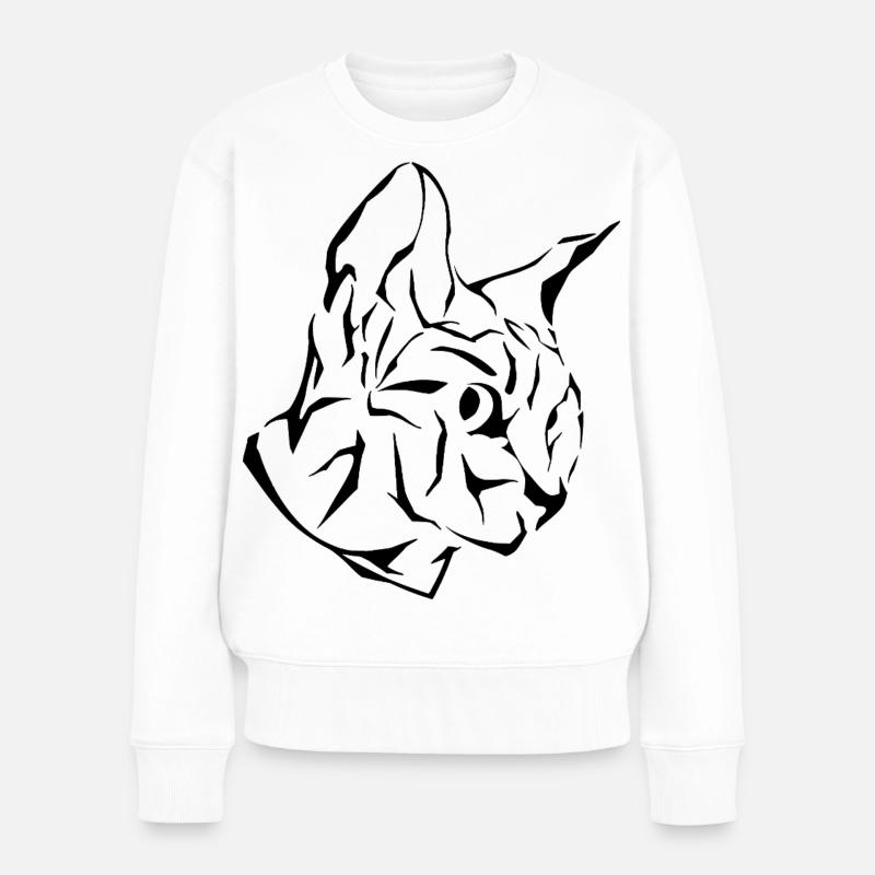 Sphinx Katzenkopf Tribal - Frauen Premium Bio Pullover - Weiß