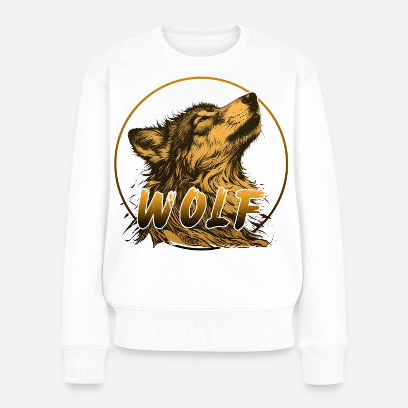 LOUP ANIMAL SAUVAGE - Pull Premium bio Femme - blanc