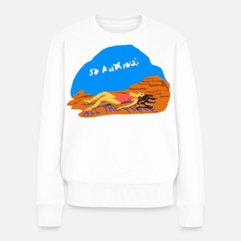 anxiété - Pull Premium bio Femme - blanc