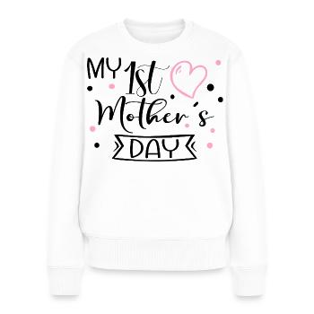 Premier bébé de la fête des mères - Pull Premium bio Femme - blanc - Devant - Julia (174cm)