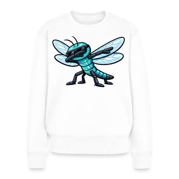 Dabbing Libelle - Frauen Premium Bio Pullover - Weiß - Vorne - Julia (174cm)