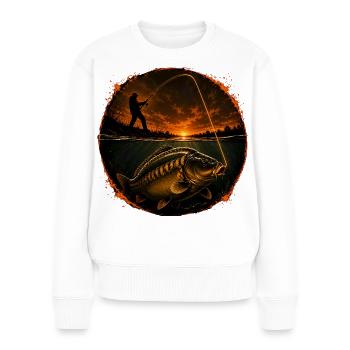 Oberflächenverbindung Karpfenfischerei-Design - Frauen Premium Bio Pullover - Weiß - Vorne - Julia (174cm)