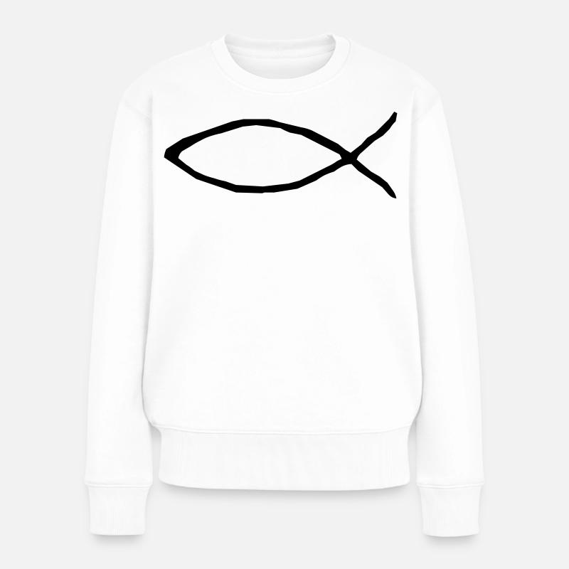 Christlicher Fisch - Frauen Premium Bio Pullover - Weiß