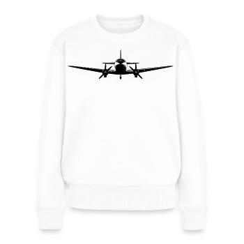 Dessin d’avion à réaction - Pull Premium bio Femme - blanc - Devant - Julia (174cm)