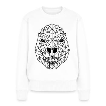 T-Rex Kopf Geometrisch Linienzeichnung - Frauen Premium Bio Pullover - Weiß - Vorne - Julia (174cm)