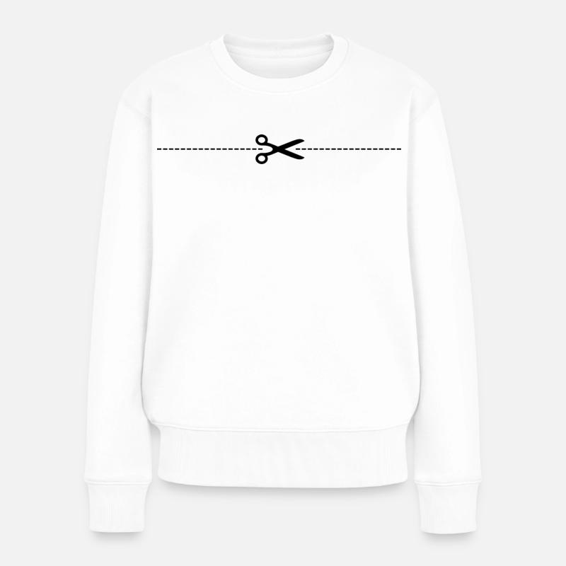 Scissors with cutting line - Women's Premium Organic Jumper - white