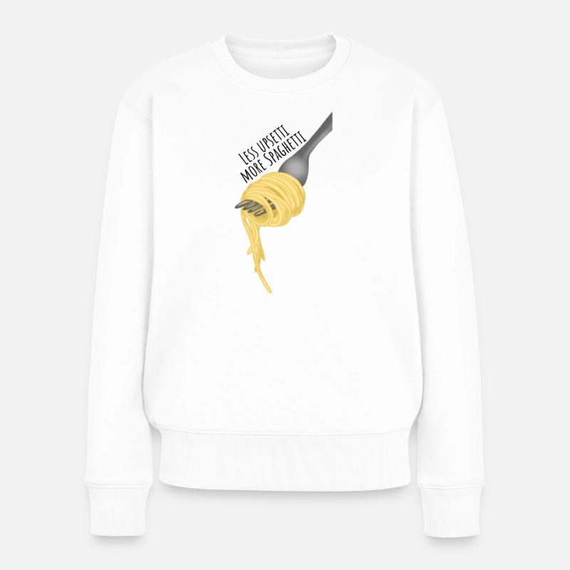 Less upsetti more Spaghetti - Frauen Premium Bio Pullover - Weiß