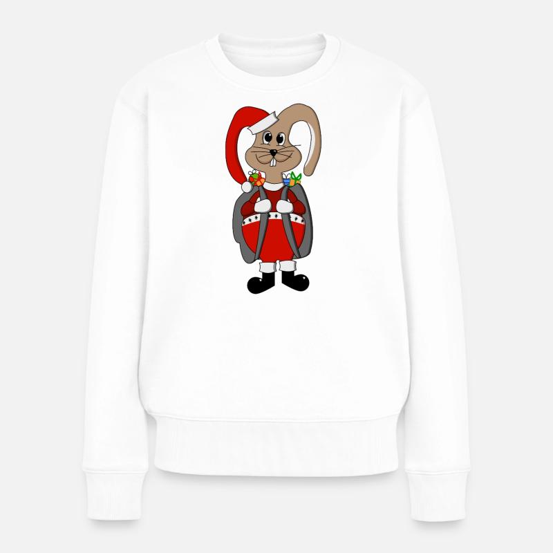 Weihnachtshase - Frauen Premium Bio Pullover - Weiß